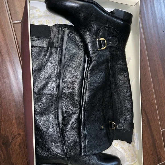 NWT Black Leather Riding Boots - Picture 1 of 5